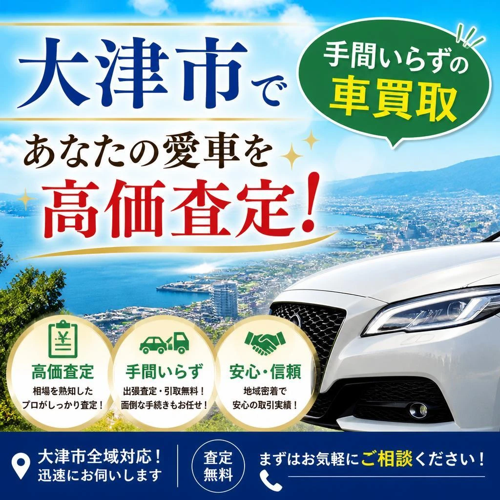 大津市で手間いらずの車買取、あなたの愛車を高価査定！